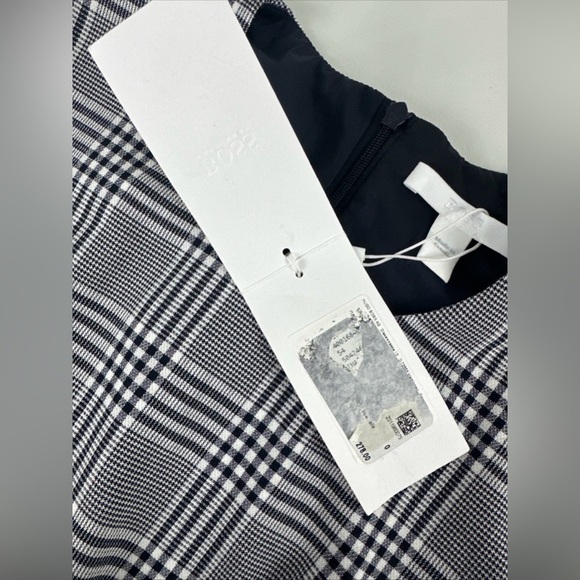 NWT Hugo Boss Imaia Plaid Checked Sleeveless Top Size 0 Black And White Back Zip - Picture 7 of 9